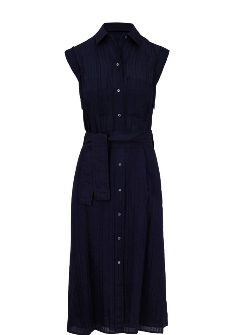 Vince Marine Blue Tonal Striped Belted Shirtdress navy tank s small